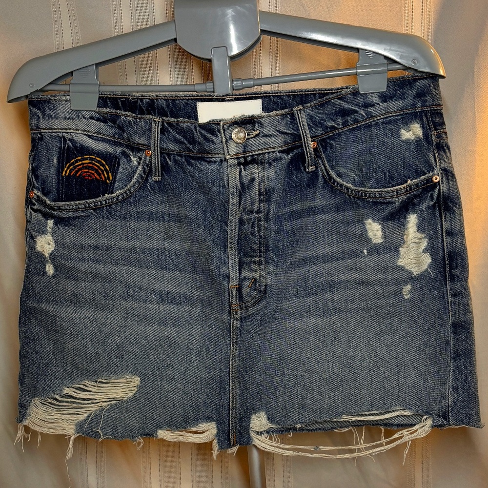 NWOT Mother Superior The Vagabond Mini Fray- Mini Skirt Size 10/30 W18/H21/L14.5